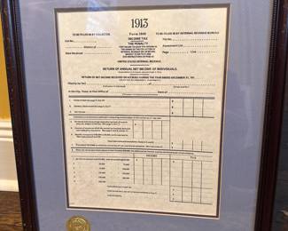 1913 first 1040 tax form with seal