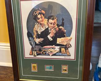 Norman Rockwell “ first of the month” with three commemorative stamps
