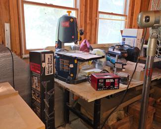 Craftsman Universal Miter Saw, Ryobi band saw, Century battery charger