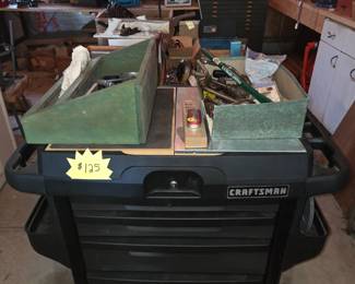Craftsman tool cart and vintage hand tools