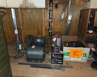 Levels, motors, grinders, sanders and more