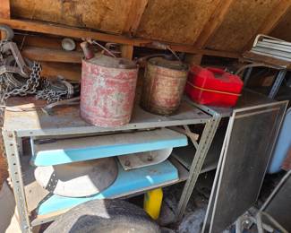 Vintage gas cans, pool diving board