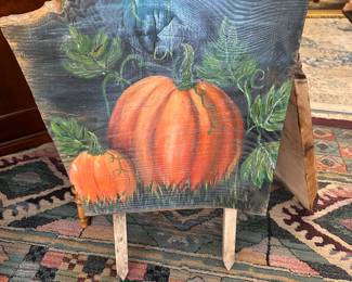 Folk Art Painted Live Edge Wood 