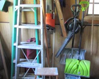 ladders, blower, shovels