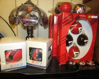 Earnhardt lamp (there is a pair) and ornaments