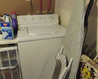 washer, ironing boards, laundry cart
