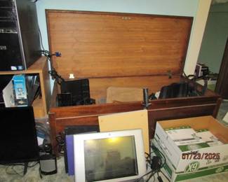 cedar chest and office supplies