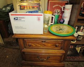 nightstand and collegiate items