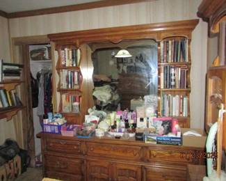 dresser, books, toiletries, perfume