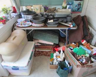 dog toys, throw rugs, bakeware