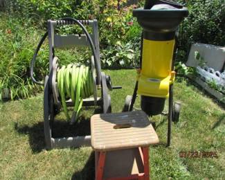 hose reel, stool, mini chipper