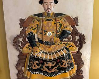 LOT # 3
decorative plaque or relief sculpture depicting a Chinese Emperor, from the Qing Dynasty,
Lot total $200
2nd picture of 2