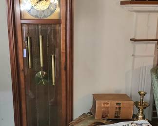 Grandfather Clock. Mid Century Octogon Side Table.
