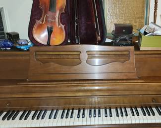 Wurlitzer Upright Piano, Reproduction Antonio Stradivarious Violin.