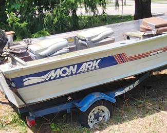 Mon Ark fishing boat comes with trailer and 25 horsepower mercury motor- available for showing/pre-sale.