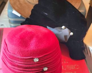 Red Wool Cloche Hat, Black Velvet Bucket Hat, Suede Wide Brim Sun Hat