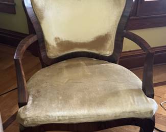 Pair Gold Velvet Upholstered Chairs