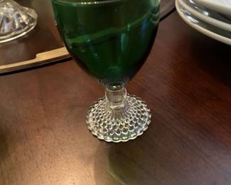 Anchor Hocking Green Bubble Foot Glasses c1950 (set of 6)