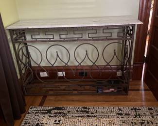 Wrought Iron & Marble Top Entry Table
58x16x37