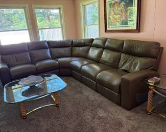 Leather electric reclining sectional