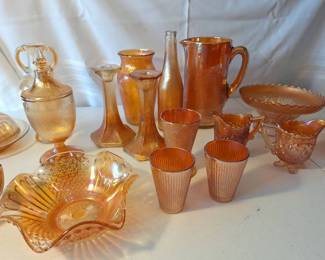  02 Huge lot of Vintage Carnival glass Marigold and Jeanette