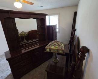King Bedroom furniture set and beautiful glass lamp