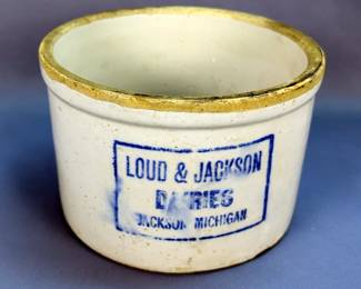 Loud & Jackson Dairies Stoneware Crock - Jackson, Michigan