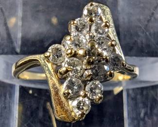 14k Gold and Diamond Cluster Ring
