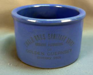 Emola Bros Sanitary Dairy Golden Guernsey Stoneware Crock