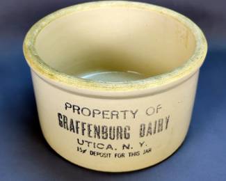 Graffenburg Dairy Stoneware Crock - Utica, NY