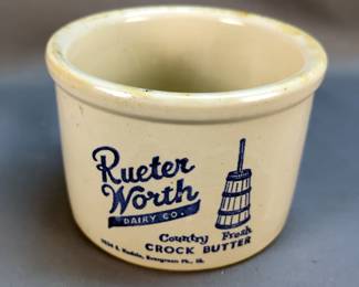 Rueter Worth Dairy Co. Crock Butter Jar