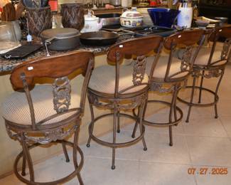 Iron and wood bar stools