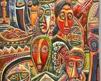 Carved & Painted Wooden Folk Art Wall Decor Panel