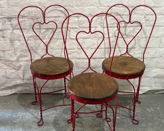 (3) Vintage Ice Cream Parlor Chairs 14x35