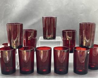 (12) Ruby Red Glass Tumplers from Crate and Barrel