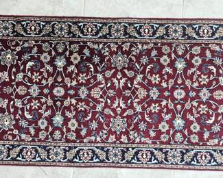 Hand Knotted Red Oriental Rug Runner is 30inx84in