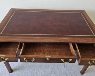 Vintage Leather-Top Writing Desk, Locking w/ Key