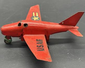 Vintage Pressed Steel Friction Drive USAF Airplane