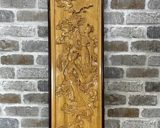 Carved Asian Wall Decor Panel is 10x35