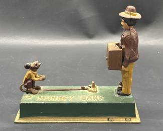 Cast Iron Mechanical Organ Grinder & Monkey Bank