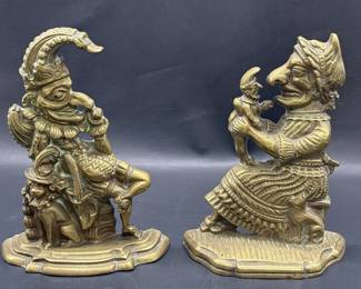 Vintage Brass Punch and Judy Bookends