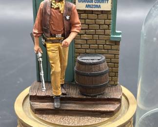 John Wayne Sculpture in Glass Dome Display