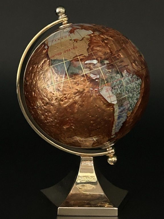 Semi-Precious Gemstone Desktop Globe
