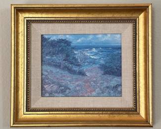 Impressionist Coastal Landscape in Gilt Gold Frame