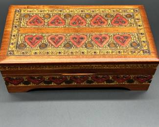 Carved Linden Wood Box Polish Tartar Mtn. Folk Art