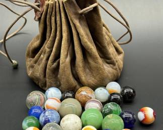Vintage Bag with Vintage Marbles