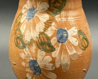 Vintage Studio Pottery Pitcher Vase w/ Flowers