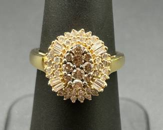 14K Gold Topaz & Diamond Ring
