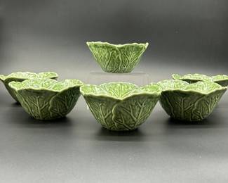 Pottery Barn Majolica Green Cabbage Bowls