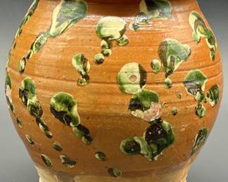 Vintage Hand Thrown Pottery Pitcher Vase w/ Flower